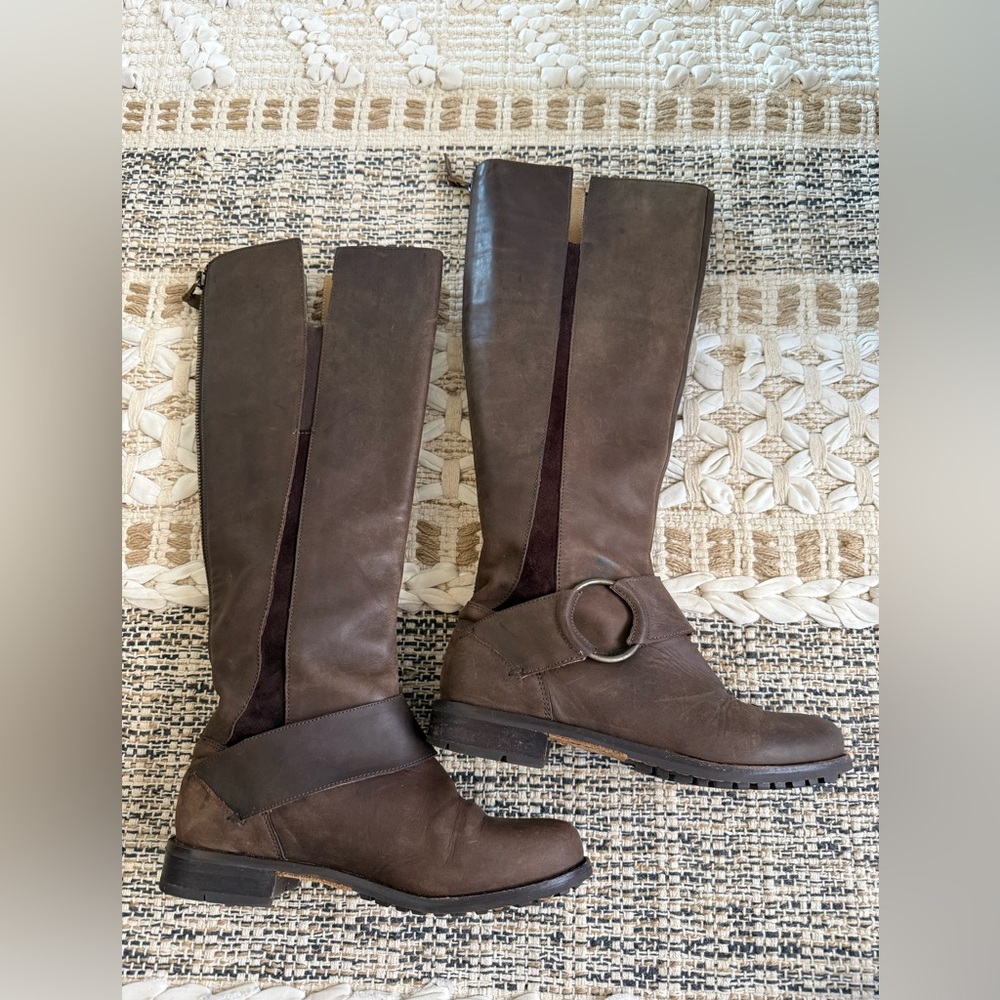 OluKai Taupe Leather Moto Boots